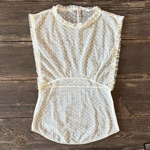 Free People Sleeveless Lace Ruffle Top